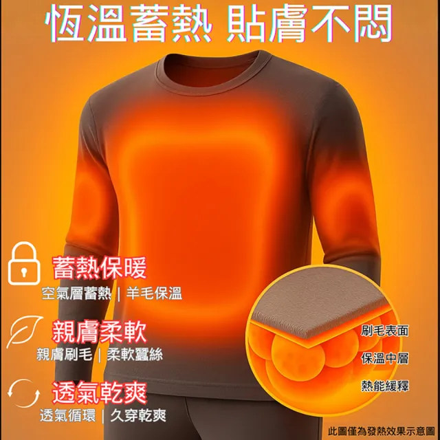 【MONTAGUT 夢特嬌】2件組羊毛絲圓領極暖絨長袖內衣(保暖衣 發熱衣 升溫 蓄熱 保暖)