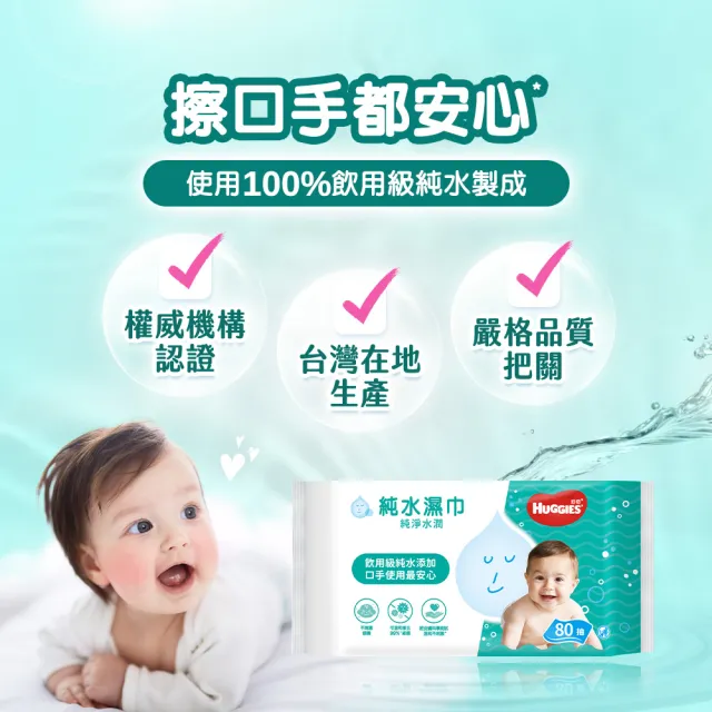 【HUGGIES 好奇】純水嬰兒濕巾純淨水潤型80抽x18包/箱