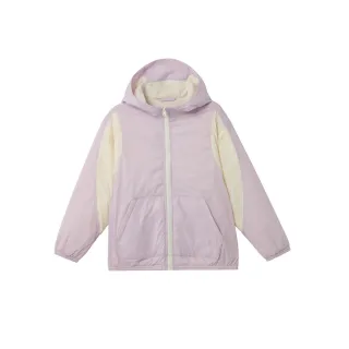 【GIORDANO 佐丹奴】童裝輕量內刷毛連帽外套(82 蘭花瓣紫X奶白)