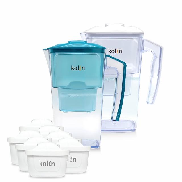 【Kolin 歌林】日系窄身濾水壺 2.5L+濾芯7入(共7芯/適用Brita)