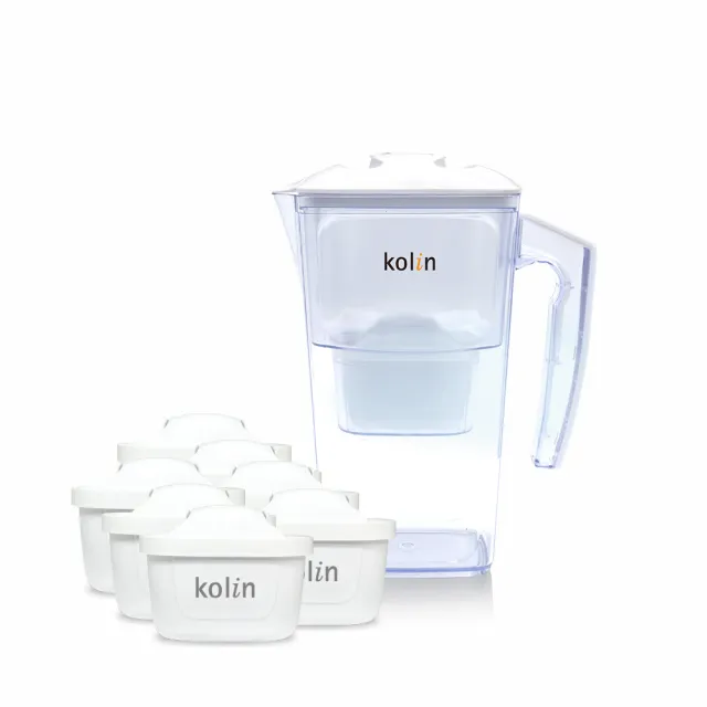 【Kolin 歌林】日系窄身濾水壺 2.5L+濾芯7入(共7芯/適用Brita)