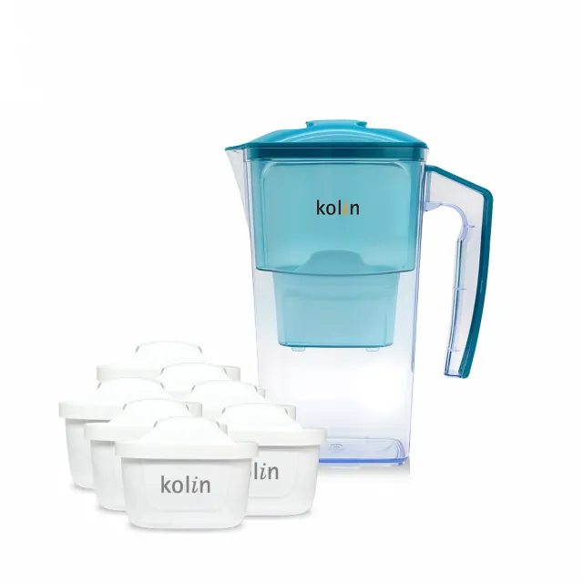 【Kolin 歌林】日系窄身濾水壺 2.5L+濾芯7入(共7芯/適用Brita)