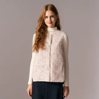 【KERAIA 克萊亞】粉櫻吹雪百搭花紗外搭背心