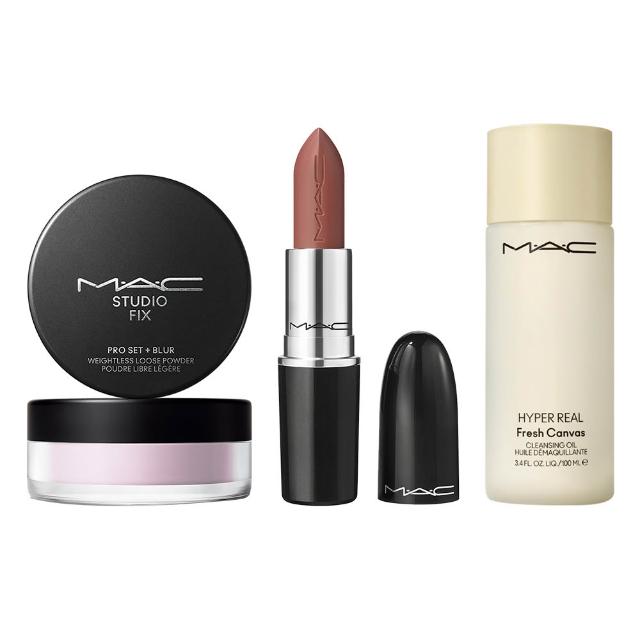 【M.A.C】輕透持妝水唇美肌組(超持妝輕透濾鏡蜜粉6.5g+超水感持色水唇膏3g)