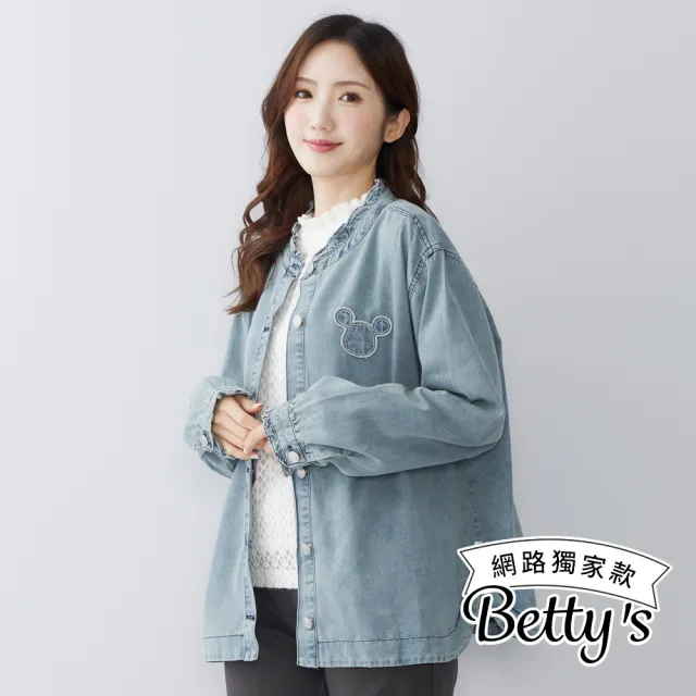 【betty’s 貝蒂思】網路獨賣★微甜木耳滾邊小熊單寧上衣(共二色)