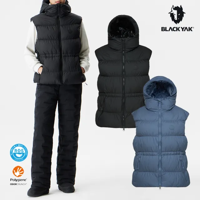 【BLACKYAK】女 SHIRRING羽絨背心(二色可選)BYEB2WV302(立領背心 POLYGIENE 抑菌機能 鵝絨 連帽背心)