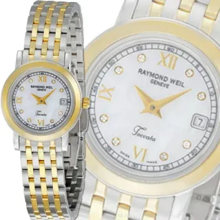 【瑞士Raymond Weil蕾蒙威】Toccata托卡塔 薄型8真鑽雙色精鋼羅馬字石英女性款25㎜ R01(5393-STP-00995)