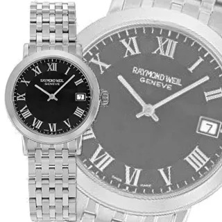 【瑞士Raymond Weil蕾蒙威】Toccata托卡塔系列 薄型精鋼羅馬字黑面石英中性款34㎜ R01(5593-ST-00208)