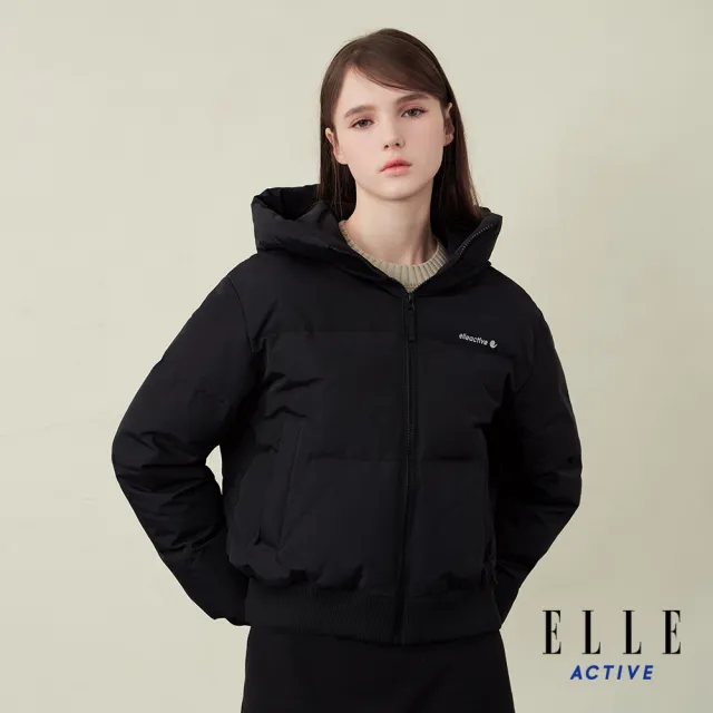 【ELLE ACTIVE】女款 輕盈保暖防潑水高領羽絨外套-黑色(EA25A2W6703-99)