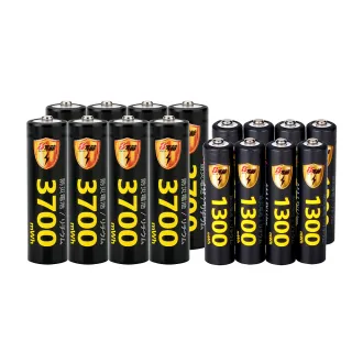 【KOTSURU】3號/AA 4號/AAA 恆壓可充式 1.5V鋰電池 全新特大能量 3700mWh 1300mWh 各8入