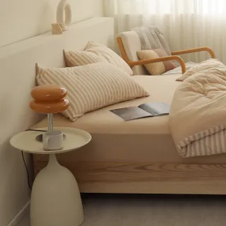 【AnD HOUSE 安庭家居】針織純棉-三件式加大床包枕套組-100%純棉(多色任選/舒適透氣)