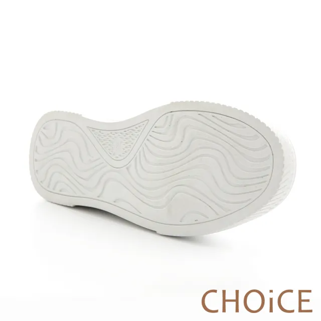 【CHOiCE】免綁帶牛貼皮厚底休閒鞋(白色)