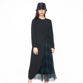 【KeyWear 奇威名品】不對稱下襬長版上衣