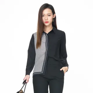 【KeyWear 奇威名品】波動線條長袖襯衫