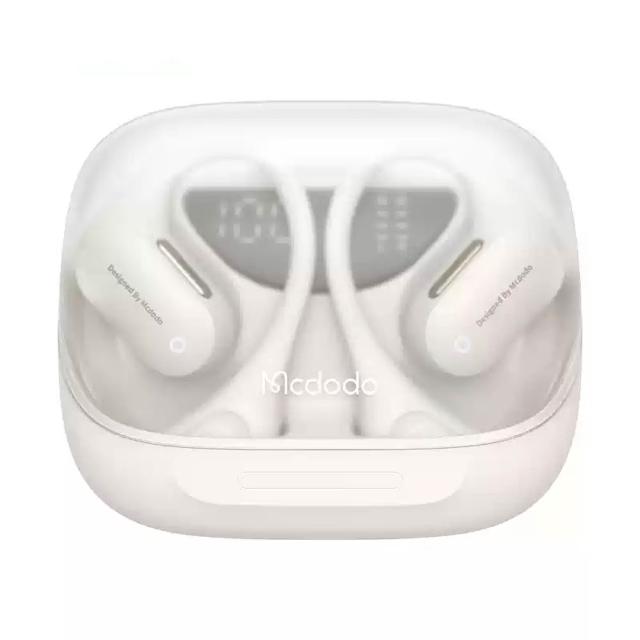Mcdodo麥多多 AirO1系列 OWS耳機 HP007，具備全方位舒適配戴設計，自帶電量數顯屏功能，支援IPX4等級防水，適合日常使用與運動。充電盒尺寸為80.5x67.5x27mm，耳機尺寸為47.9x51.1x20.7mm，整體重量僅79g。耳機充電約1.5小時，充電盒充電約2小時，耳機與充電盒組合充電約2.5小時，提供長時間使用體驗。