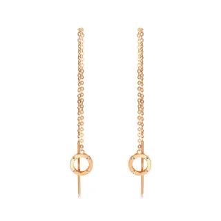 【點睛品】網路獨家款  點點環繞 18K玫瑰金垂墜耳環(一對)