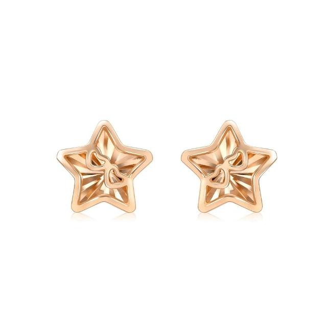 【點睛品】網路獨家款 星星 18K玫瑰金耳環(一對)
