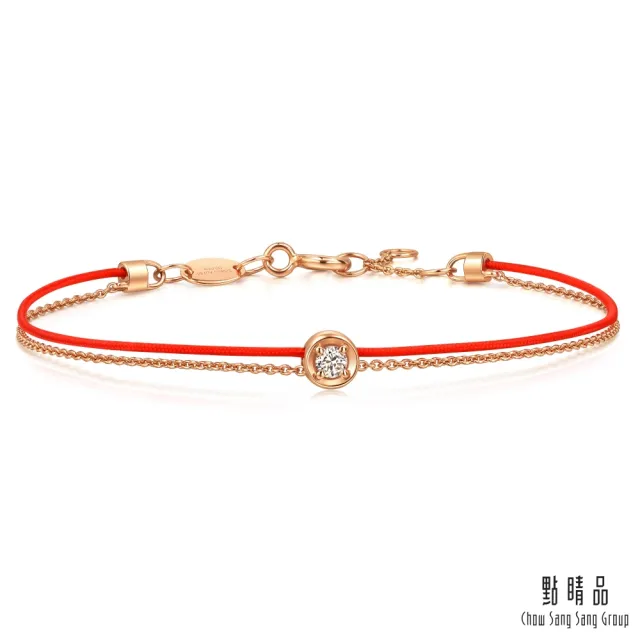 【PROMESSA】同心 18K玫瑰金咖啡鑽紅繩手鏈(17cm)