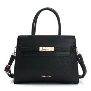 【PLAYBOY】手提包附長背帶  Serenity系列(黑色)