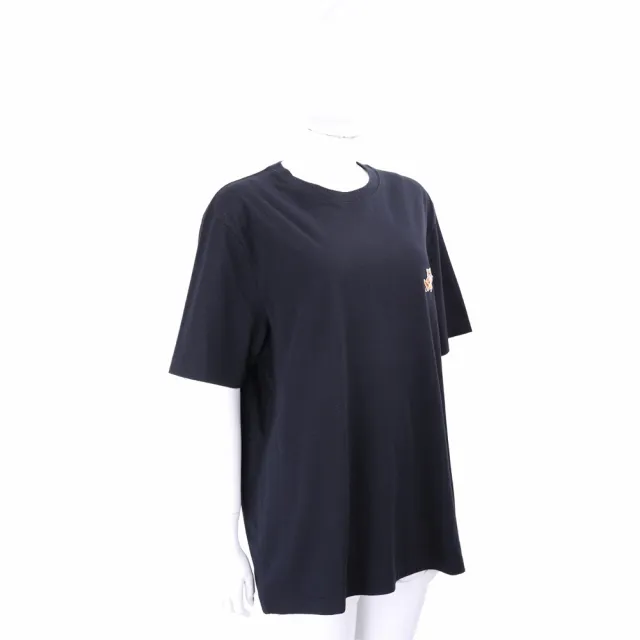 【Maison Kitsune】跑步狐狸補丁黑色純棉短袖TEE T恤 - 男女可穿(短袖 T恤 上衣)