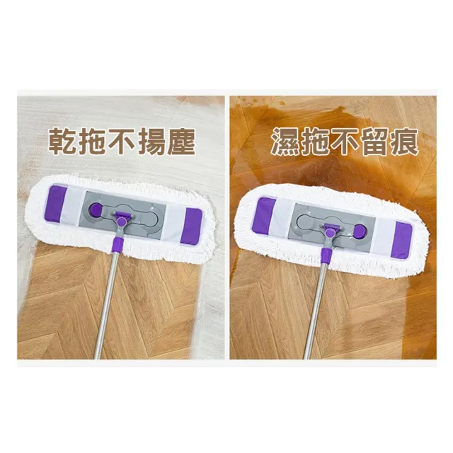 【VICTORY】乾濕兩用雙效扣式大平板拖把-1拖5替換布(超細纖維 棉紗 吸水 除塵 去汙 輕量 快速替換)