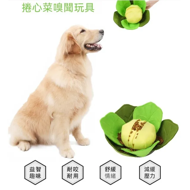 【May Shop】兩入組 高麗菜狗玩具嗅聞訓狗玩具 IQ訓犬玩聞聞寵物用品 益智慢食狗碗(耐咬可愛玩具)