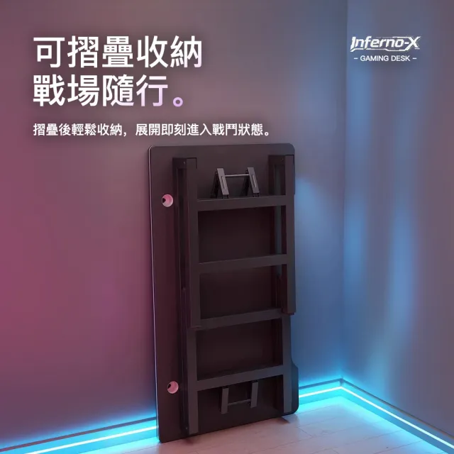 【Ashley House】免組裝120面寬 Inferno-X戰影電競桌 職業遊戲桌(書桌 工作桌 電腦桌)