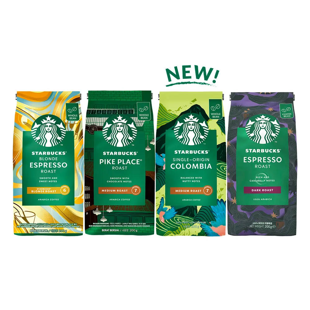 STARBUCKS 星巴克】精選咖啡豆4包組(濃縮烘焙+黃金烘焙+派克市場+哥倫比亞) - momo購物網- 好評推薦-2026年1月