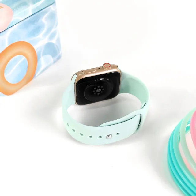 【Watchband】Apple Watch 全系列通用錶帶 蘋果手錶替用矽膠錶帶(黃/淺藍/梅子紫/紫/橘/薰衣草紫/粉/綠/藍)