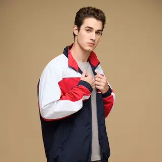 【NAUTICA】官方旗艦 男裝 防風併接休閒外套(藍紅色)