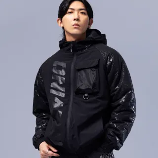 【BLUE WAY】男裝 都市遊俠滿版寬鬆 連帽鋪棉 外套-鬼洗