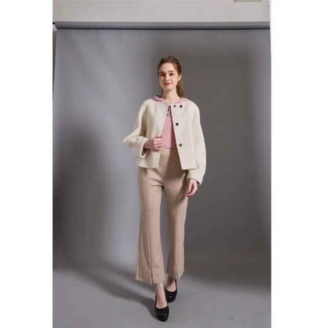 【SuperWands】絨毛時尚纖瘦微喇叭褲