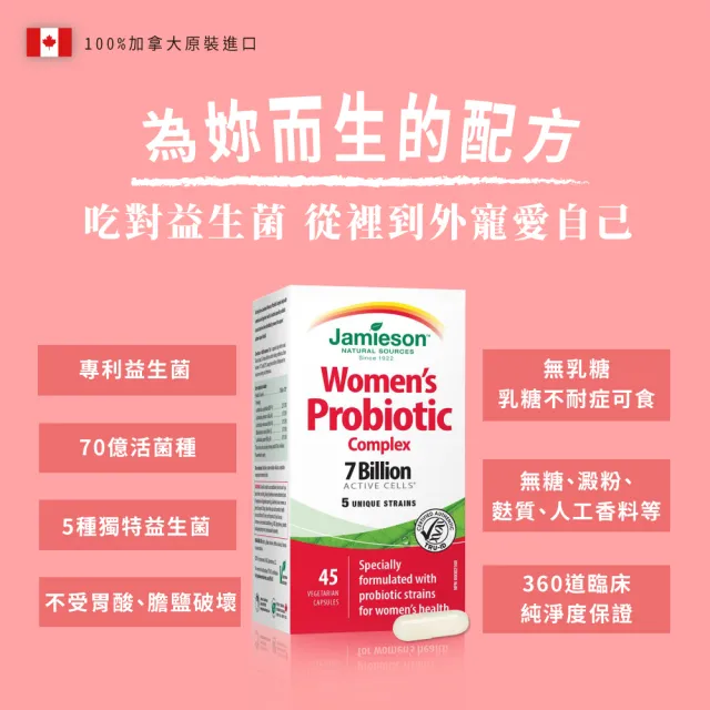 【Jamieson 健美生】淨美舒女性專用益生菌膠囊一入45顆