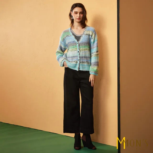 【MON’S】彩霞漸層小香風針織外套(直)
