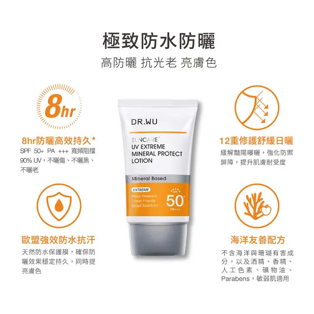 【DR.WU 達爾膚】極效物理舒緩防曬乳35ML(海洋友善防曬★2入組)