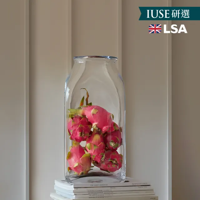 【LSA】英國LSA UMBERTO 方形花瓶-40cm(歐洲製/方形花瓶/透明)