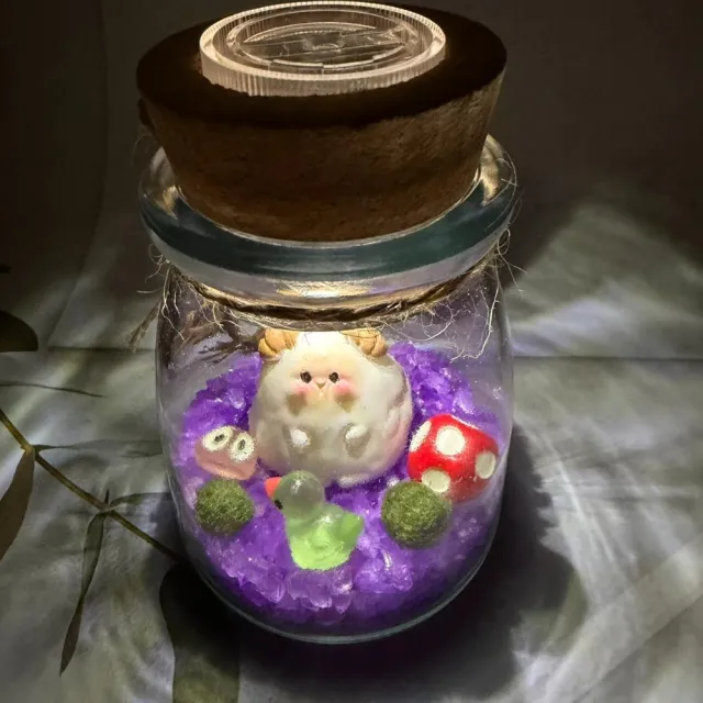 【A-ONE 匯旺】十二生肖 羊 微型療癒瓶 含2顆綠藻 白光LED 150ml布丁杯 DIY綠藻球水草生態盆栽
