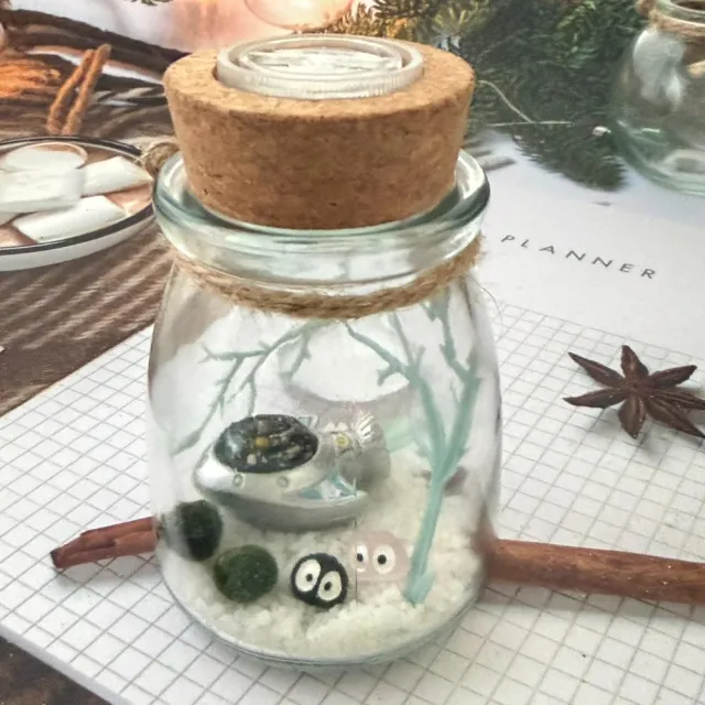 【A-ONE 匯旺】太空飛船 綠藻球生態水草 含2顆綠藻 白光LED 150ml布丁杯 DIY微景觀植物擺飾