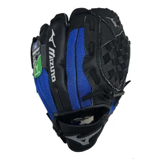 【MIZUNO 美津濃】7-10Y少年用棒球手套密網檔約10.5吋黑X寶藍(312795R)