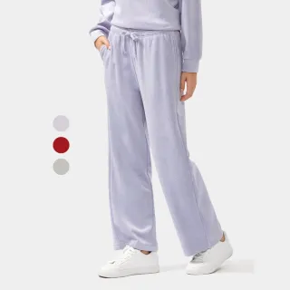 【Hang Ten】女裝-STRAIGHT FIT 針織燈芯絨鬆緊抽繩加州熊直筒長褲(多色選)