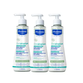 【Mustela 慕之恬廊】舒恬良 滋養益膚柔舒霜有機300mlX3(乾癢脫屑肌 無香乳液保濕滋潤)