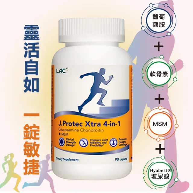 【LAC 利維喜】敏力捷Xtra四合一食品錠x2入組(共180錠/葡萄糖胺/軟骨素/MSM/送禮)