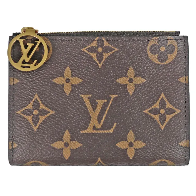 【Louis Vuitton 路易威登】Monogram LISA LV花紋拉鍊對開短夾(M25692/粉桃)