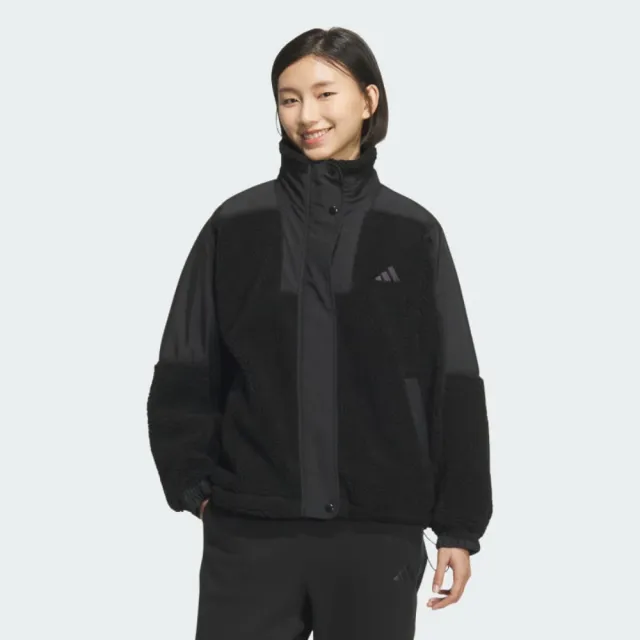 【adidas 愛迪達】外套 女 運動立領外套 絨布 WORD BOA JKT 黑 KA0871(S3212)