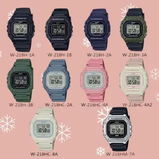 【CASIO 卡西歐】W-218H 數位方塊粉彩電子錶(防水50米 錶徑約4.32公分)