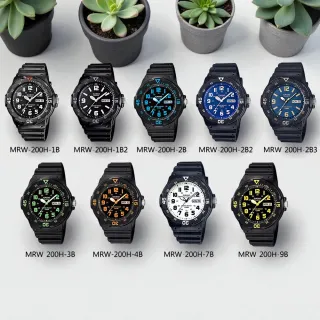 【CASIO 卡西歐】MRW-200H 日期星期視窗 防水100米指針錶(學生 運動 休閒 錶徑約4.5公分)