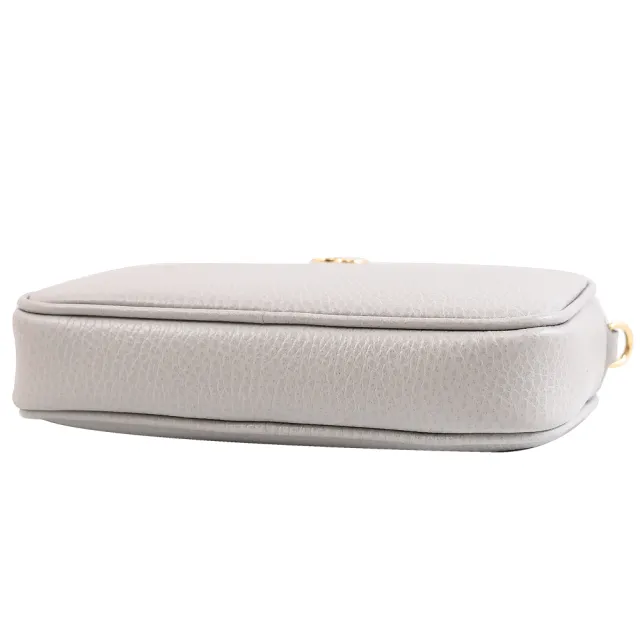【GUCCI 古馳】GG Marmont 18.5cm 簡約雙G LOGO迷你相機包斜背包(灰)