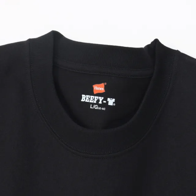 【Hanes】官方直營 男款-BEEFY系列 布章長袖TEE-黑色(H8-X401-090 日規)-出清品