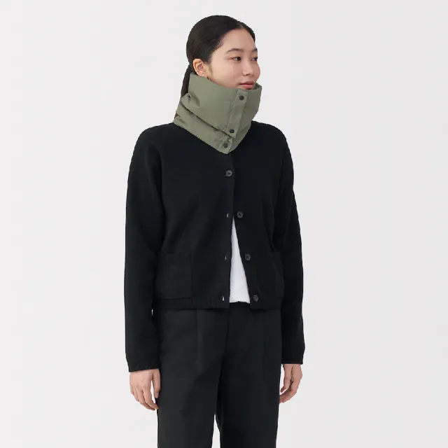 【MUJI 無印良品】撥水加工可攜式保暖領圍(米色/煙燻綠/黑色)