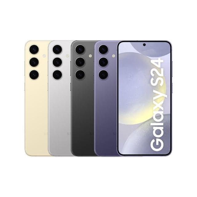 SAMSUNG 三星 Galaxy S24 旗艦智慧型手機，搭載 Snapdragon® 8 Gen 3 for Galaxy 八核心處理器，6.2 吋 FHD+ Dynamic AMOLED 2X 螢幕，提供細膩色彩與流暢體驗。後置 5000 萬畫素主相機 + 1200 萬 + 1000 萬畫素多鏡頭系統，前置 1200 萬畫素自拍鏡頭，支援 4K 視訊錄製。8GB RAM + 512GB 儲存空間，Android 14 作業系統，4000mAh 電池，IP68 防水防塵，雙卡雙待全頻 5G 支援。輕薄設計僅 7.6mm 厚、167g 輕，顏色選擇：玄武黑、鈷藤紫、琥珀黃、雲巖灰。標準配備 C to C 充電線、卡針與快速指南，NCC 認證 CCAK235G0140T0。